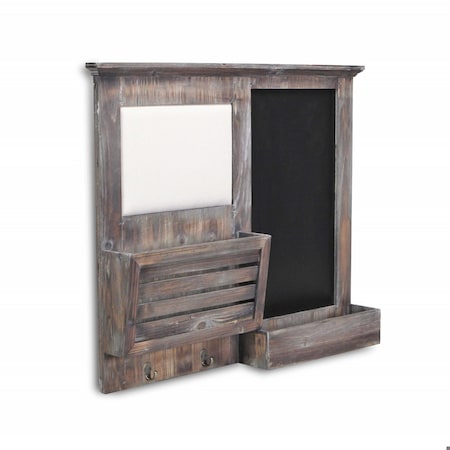 Homeroots Gray Wooden Wall Chalkboard with Side Storage Basket 379874